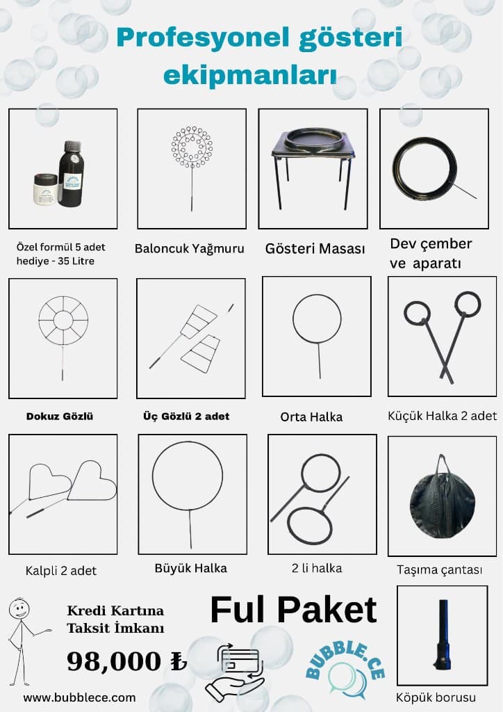 Bubblece profesyonel gösteri ekipmanları